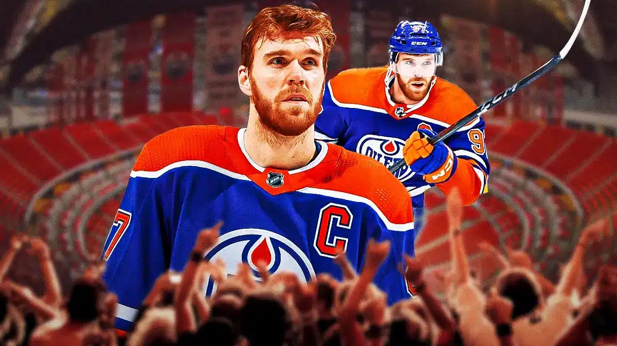 Edmonton Oilers center Connor McDavid skating.