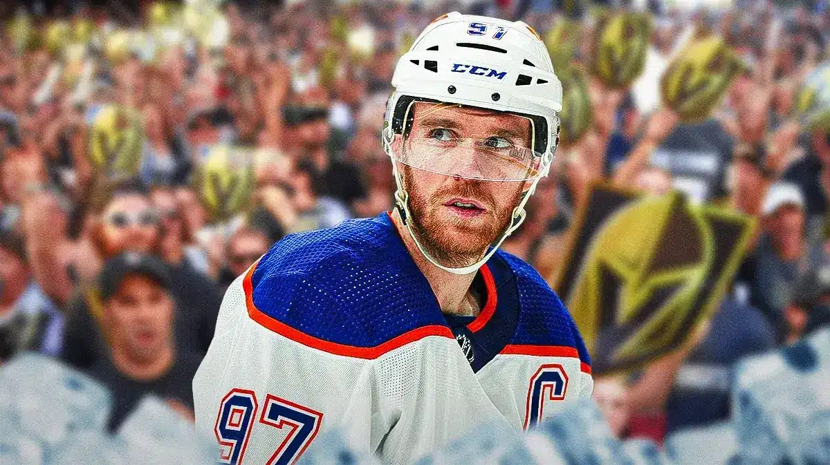 Connor McDavid (Edmonton Oilers) with Vegas Golden Knights fans behind him
