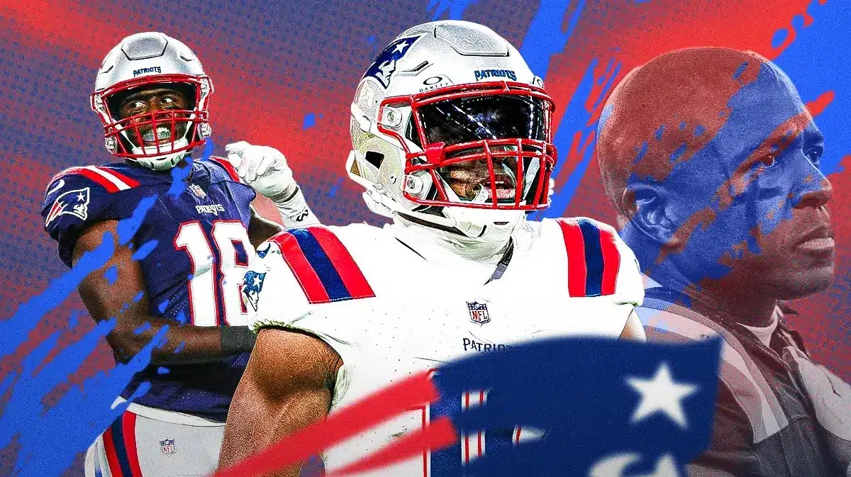 three diffferent action shots of Matthew Slater (Patriots) with cool effects