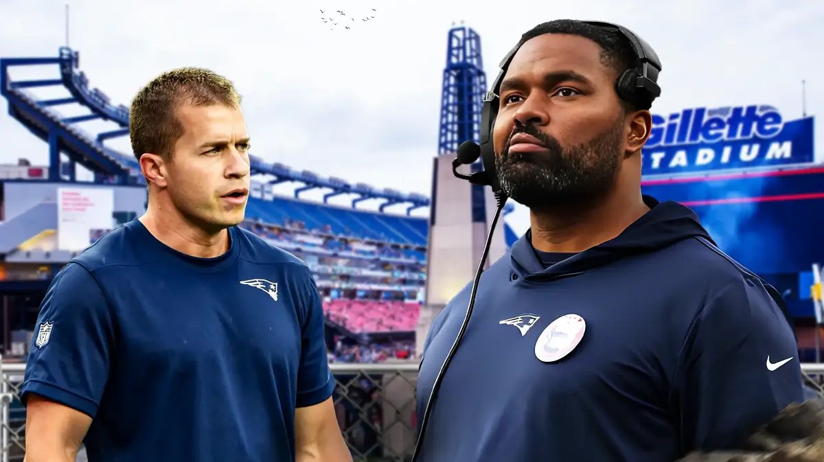 Patriots Jerod Mayo with Boston College Bill O'Brien OC Will Lawing
