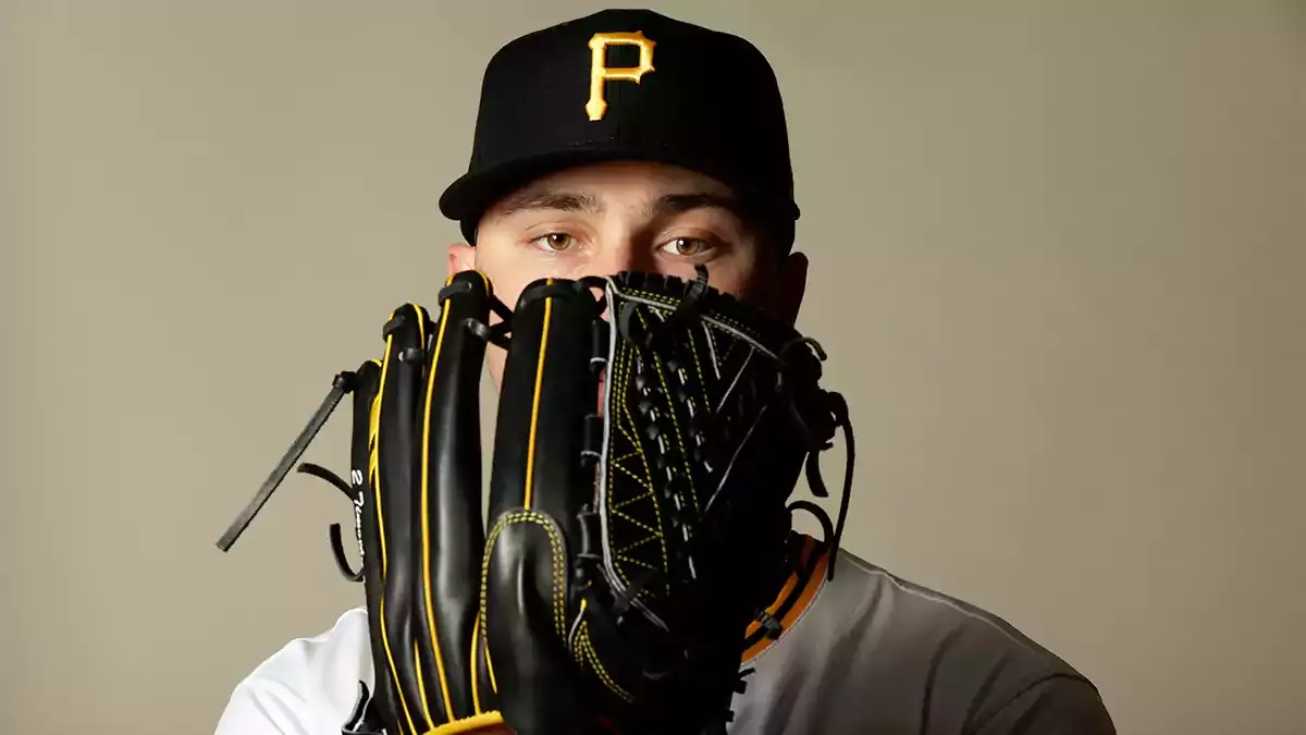 Pittsburgh Pirates pitcher Paul Skenes (30) poses for a photo during photo day at Pirate City.