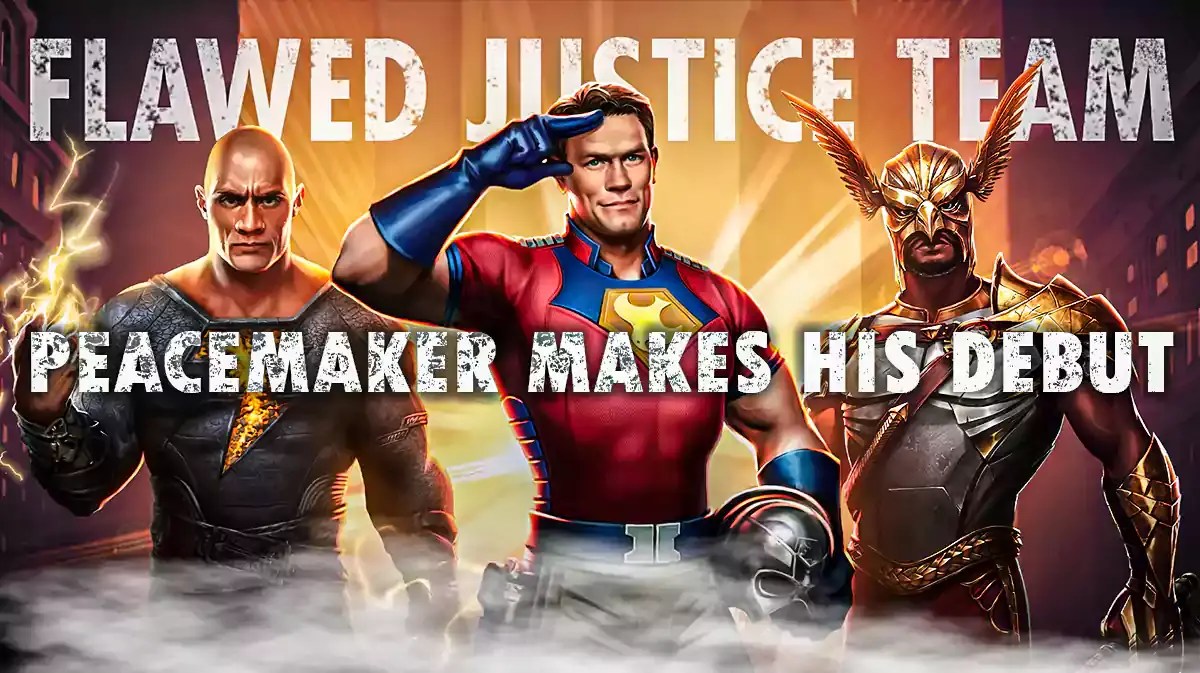 Peacemaker, Black Adam, and Hawkman in Injustice 2 Flawed Justice Team Injustice 2 Key Visual
