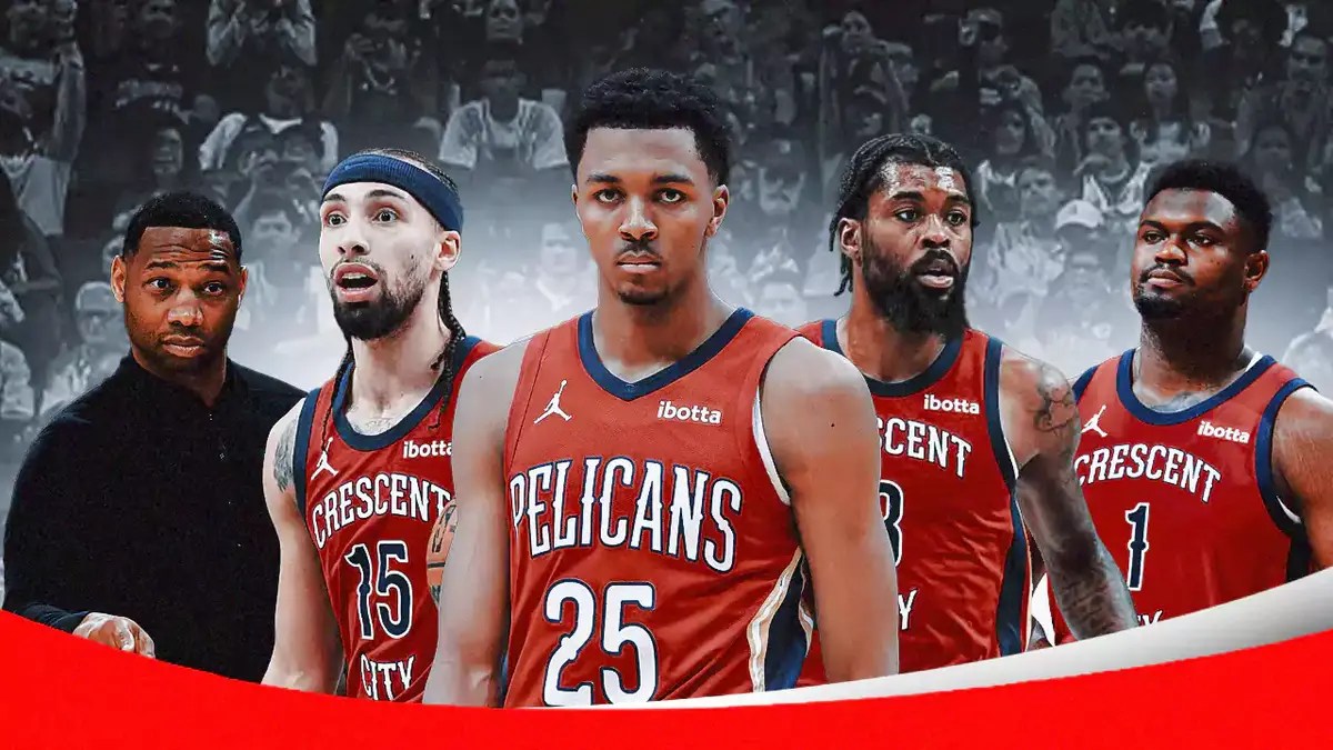 Pelicans Willie Green, Jose Alvarado, Trey Murphy, Naji Marshall and Zion Williamson