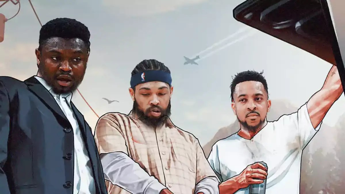 Pelicans players CJ McCollum, Zion Williamson, and Brandon Ingram as GTA 5 guys