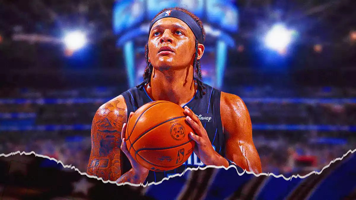 Paolo Banchero with the Pistons arena in the background, Magic game-winner
