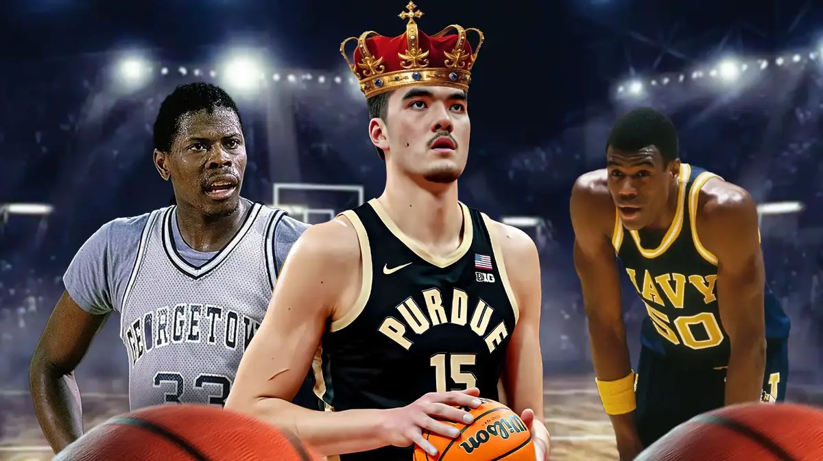 Purdue basketball Zach Edey after Indiana win with Patrick Ewing and David Robinson