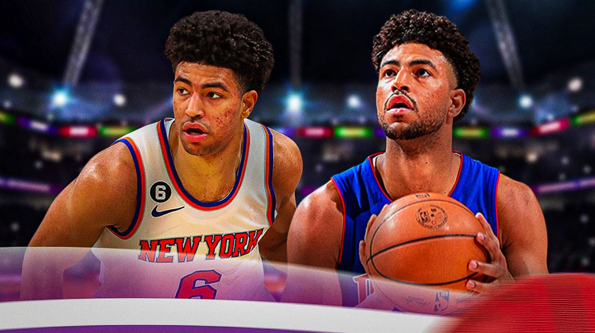 Quentin Grimes playing for the New York Knicks and Detroit Pistons.
