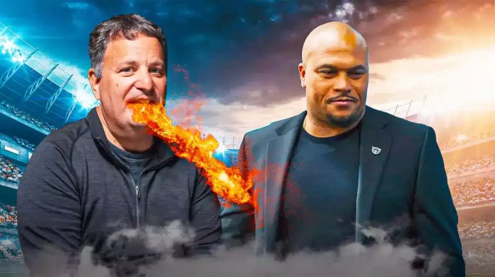 Michael Lombardi breathing fire towards Raiders head coach Antonio Pierce