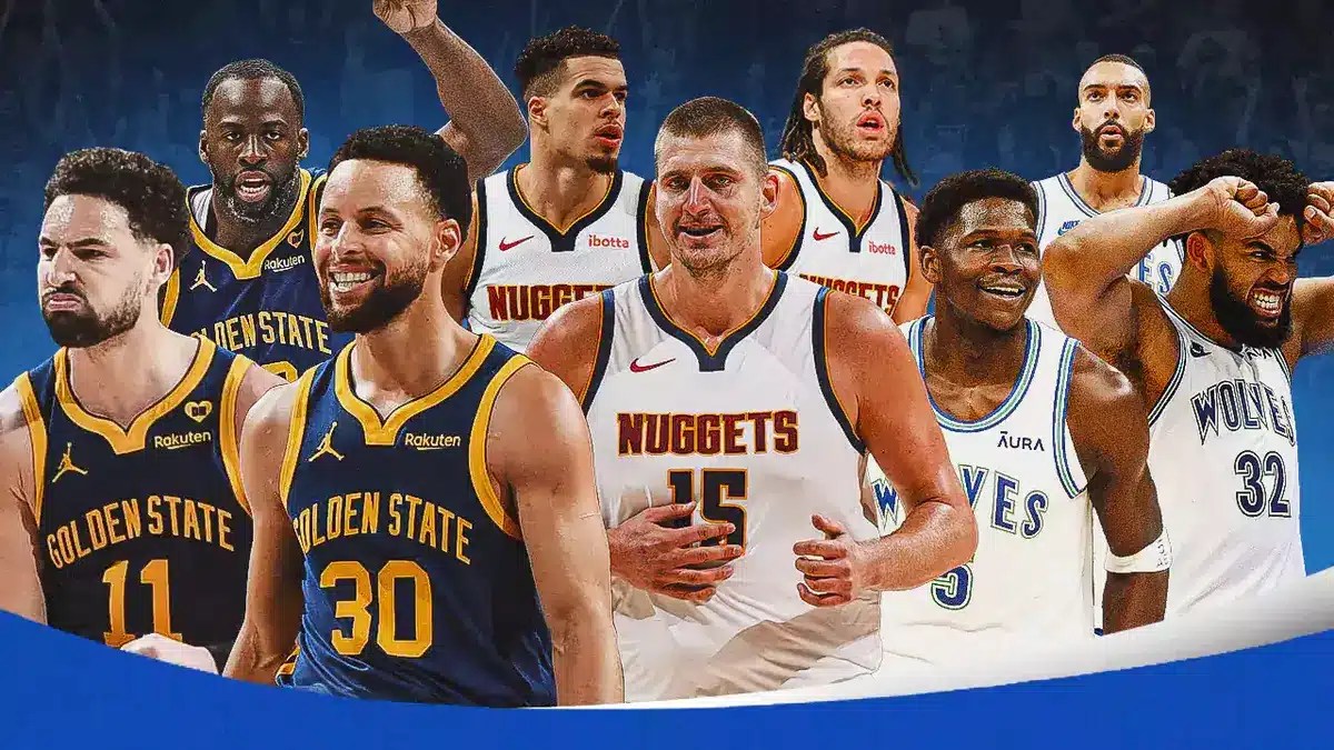 Warriors Steph Curry, Klay Thompson and Draymond Green. Nuggets Nikola Jokic, Jamal Murray and Michael Porter Jr. Timberwolves Anthony Edwards, Karl Anthony-Towns, Rudy Gobert