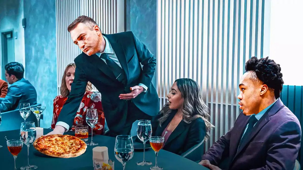 Darko Rajakovic (Raptors head coach) as the server and Scottie Barnes as the guy seated on the right