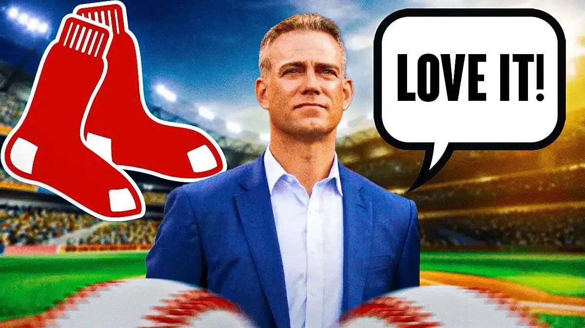 Theo Epstein saying, "Love it!" with Red Sox Logo