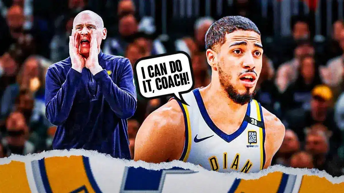 Rick Carlisle talking to Pacers star Tyrese Haliburton