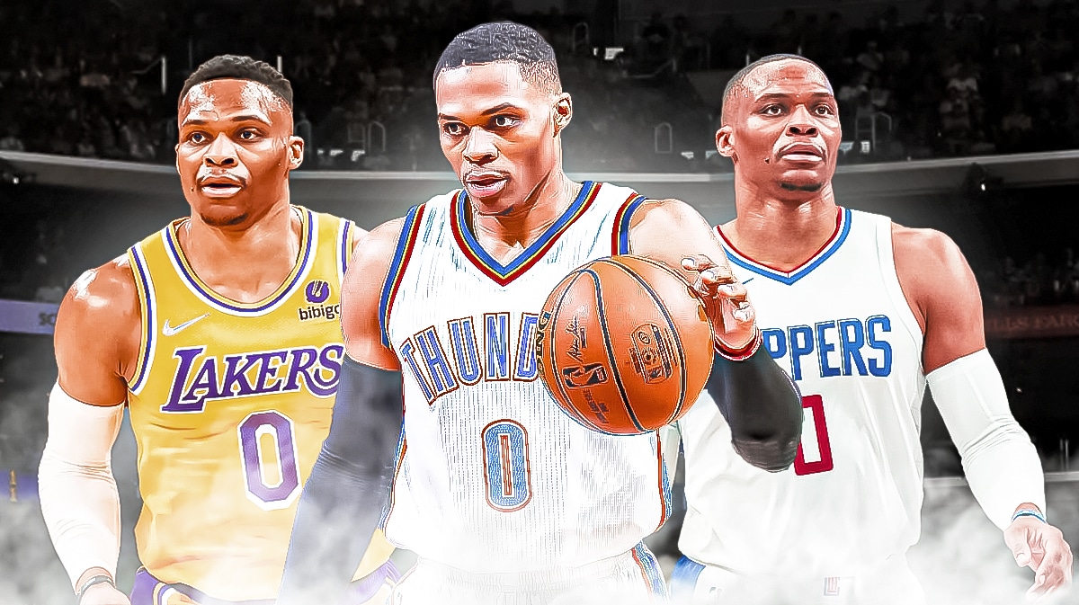 Russell Westbrook playing for the Lakers, Thunder and Clippers.