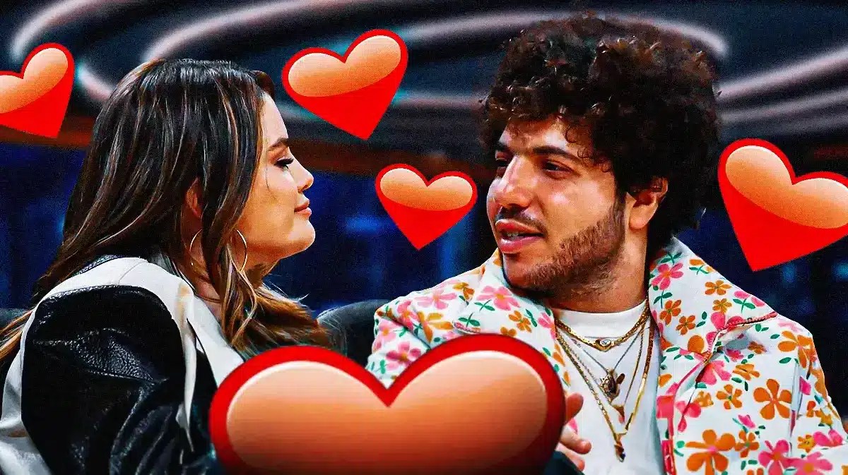 Selena Gomez and Benny Blanco with hearts