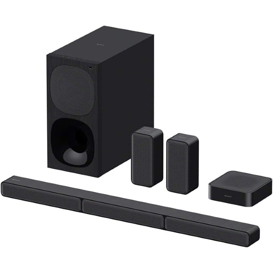 Sony HT-S40R 5.1ch Home Theater Soundbar System - Black colored on a white background.