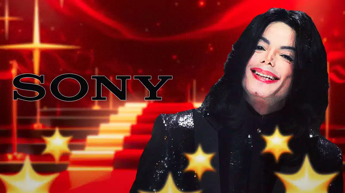 Michael Jackson with a Sony logo.