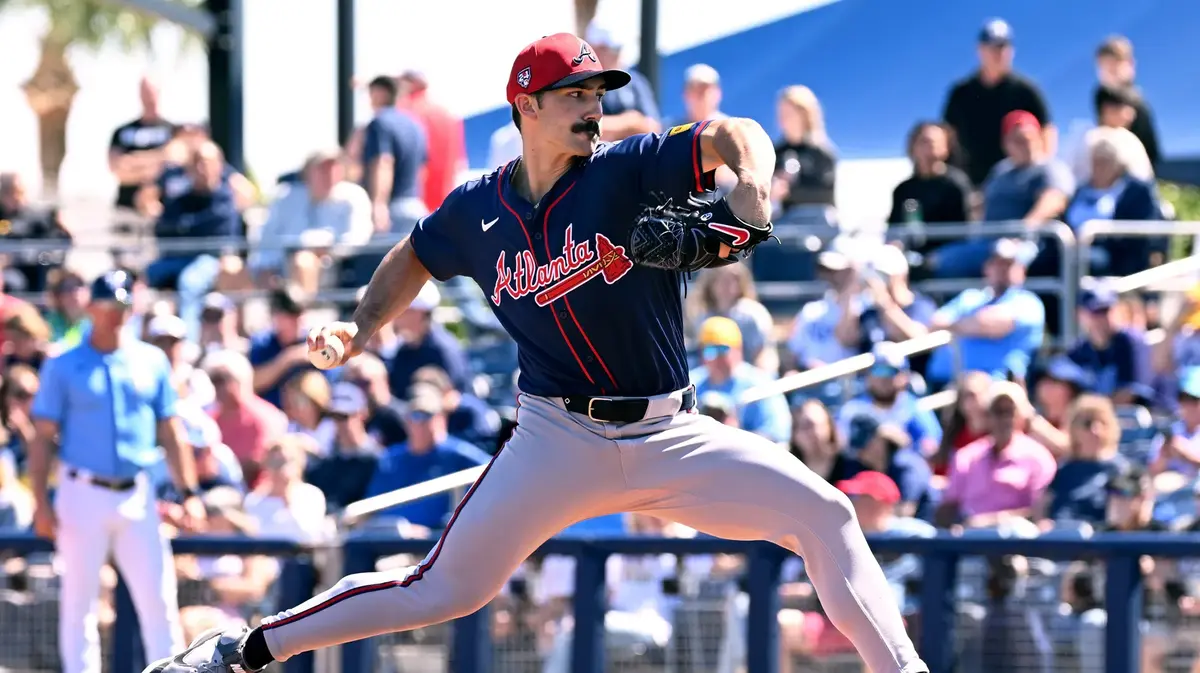 Spencer Strider pitching during spring training for the Atlanta Braves