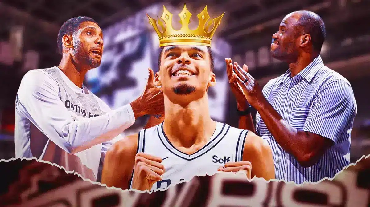 Spurs Victor Wembanyama after Thunder win with Tim Duncan and David Robinson