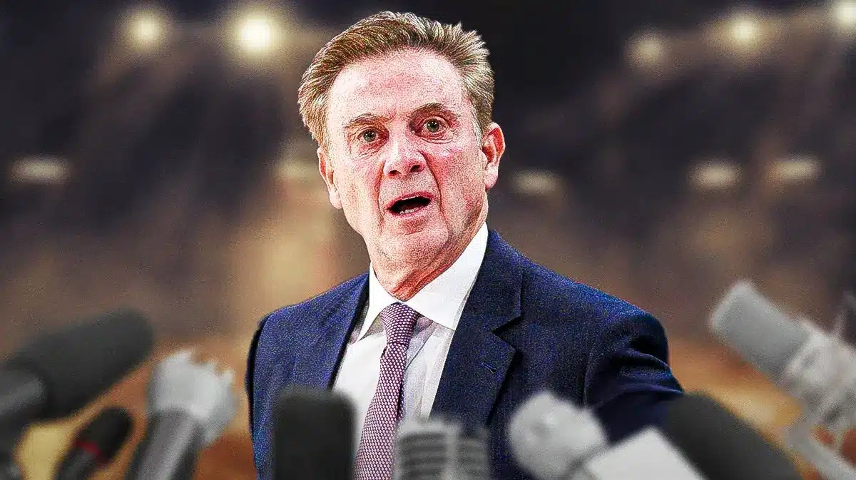 St. John's coach Rick Pitino talking to media.