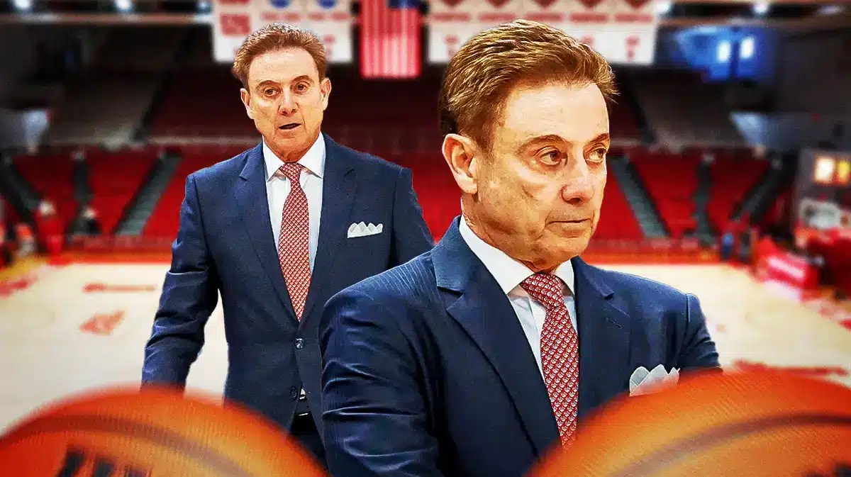St. John's basketball, Red Storm, Rick Pitino, Georgetown basketball, Seton Hall basketball, Rick Pitino with St. John’s basketball arena in the background