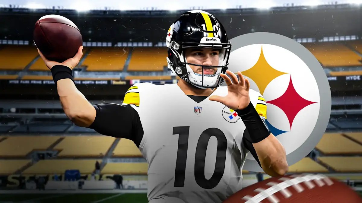 Steelers' Mitchell Trubisky throws a ball in Pittsburgh, Mitchell Trubisky reacts to contract status