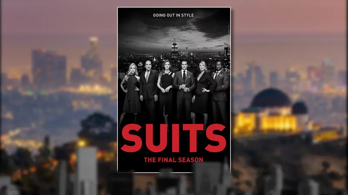 Suits poster; Los Angeles backdrop