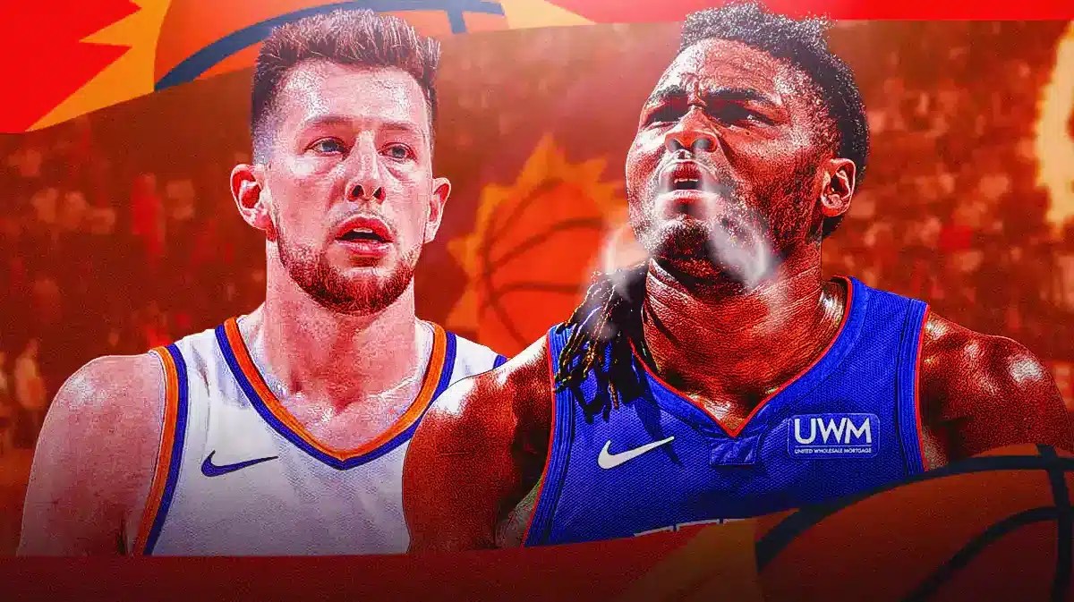 Suns Jusuf Nurkic teammate Drew Eubanks with Pistons Isaiah Stewart