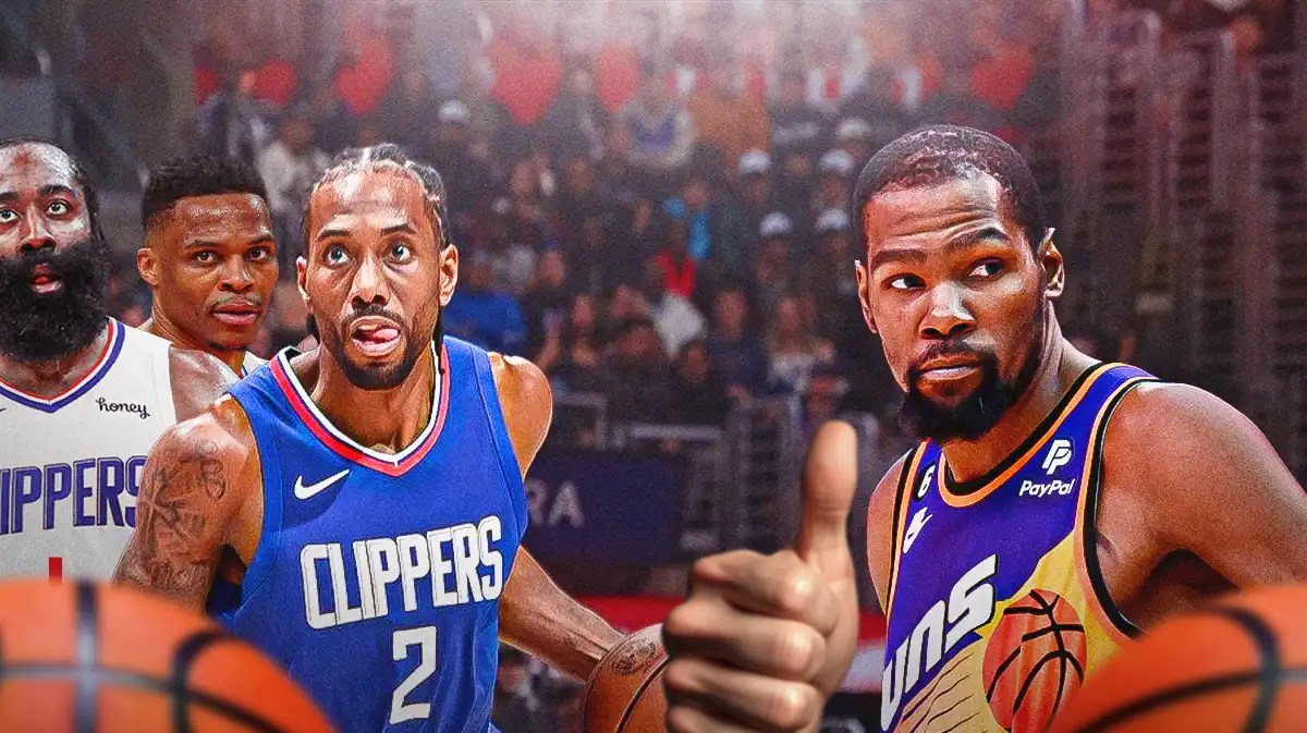 Clippers' Kawhi Leonard on the left, Suns Kevin Durant on the right.