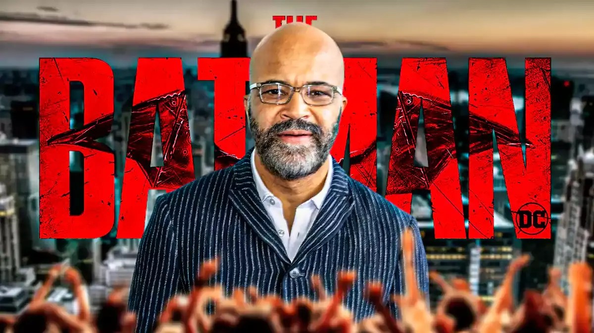 Jeffrey Wright with The Batman 2 logo and city background.