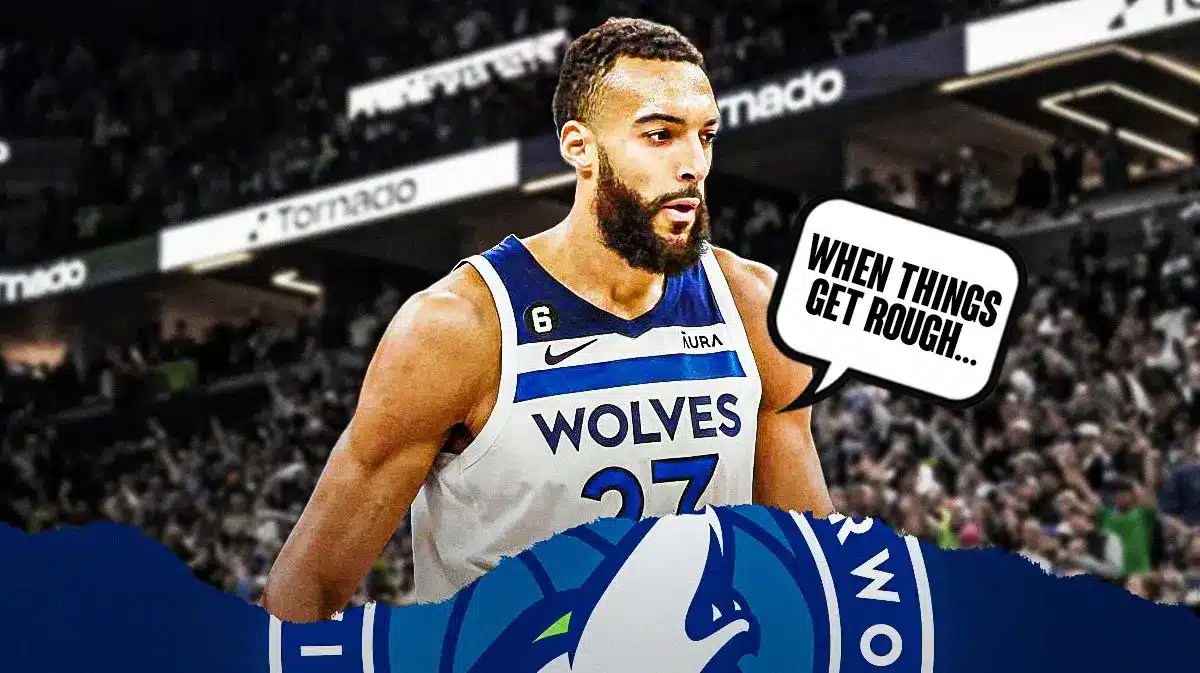 Rudy Gobert saying, “when things get rough…” in Target Center.