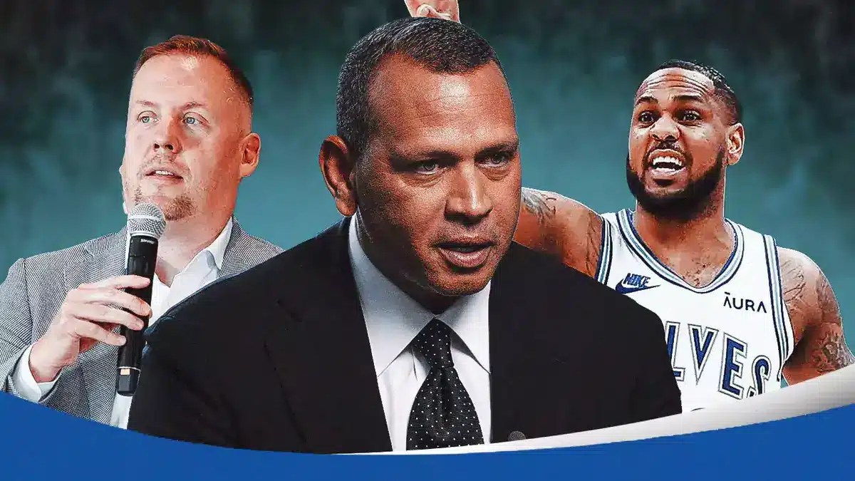 Timberwolves' Tim Connelly, Alex Rodriguez and Monte Morris