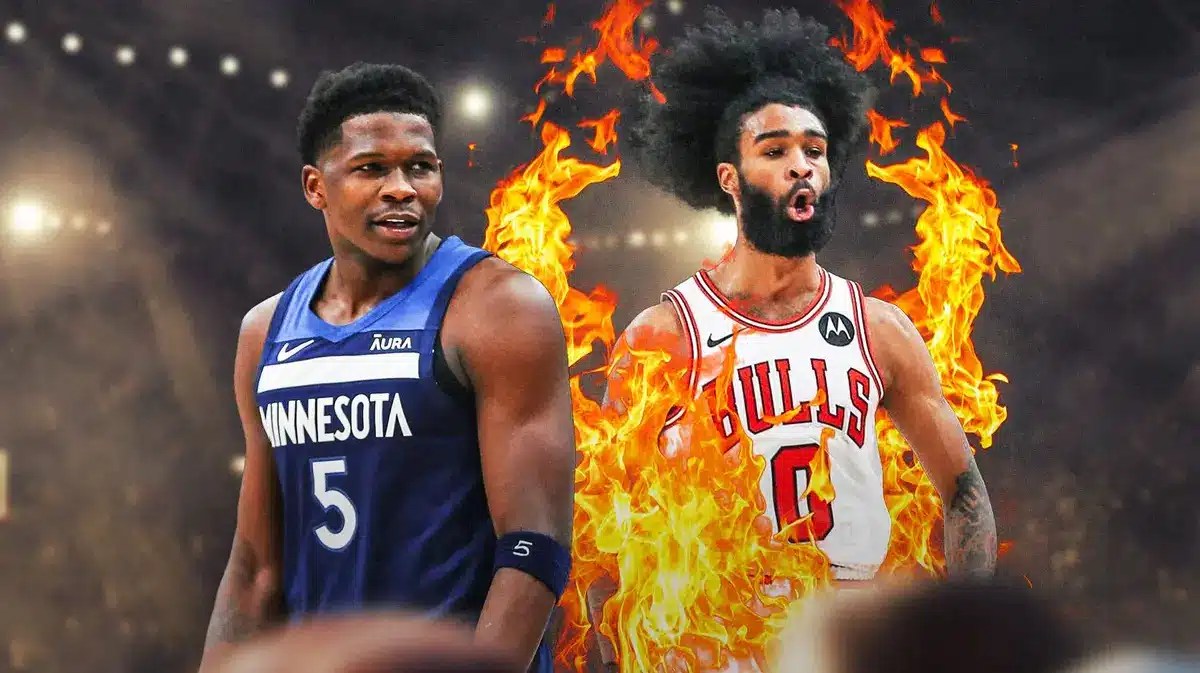 Timberwolves' Anthony Edwards with Bulls' Coby White on fire.