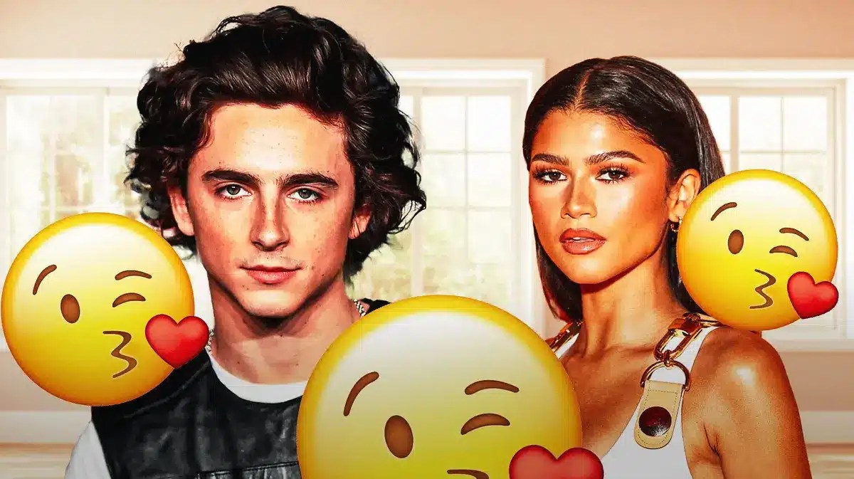 Timothée Chalamet, Zendaya with kissy emojis