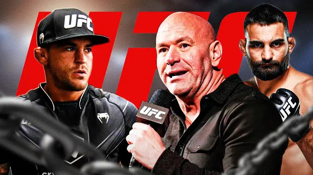 Dustin Poirier, Dana White, and Benoit Saint-Denis