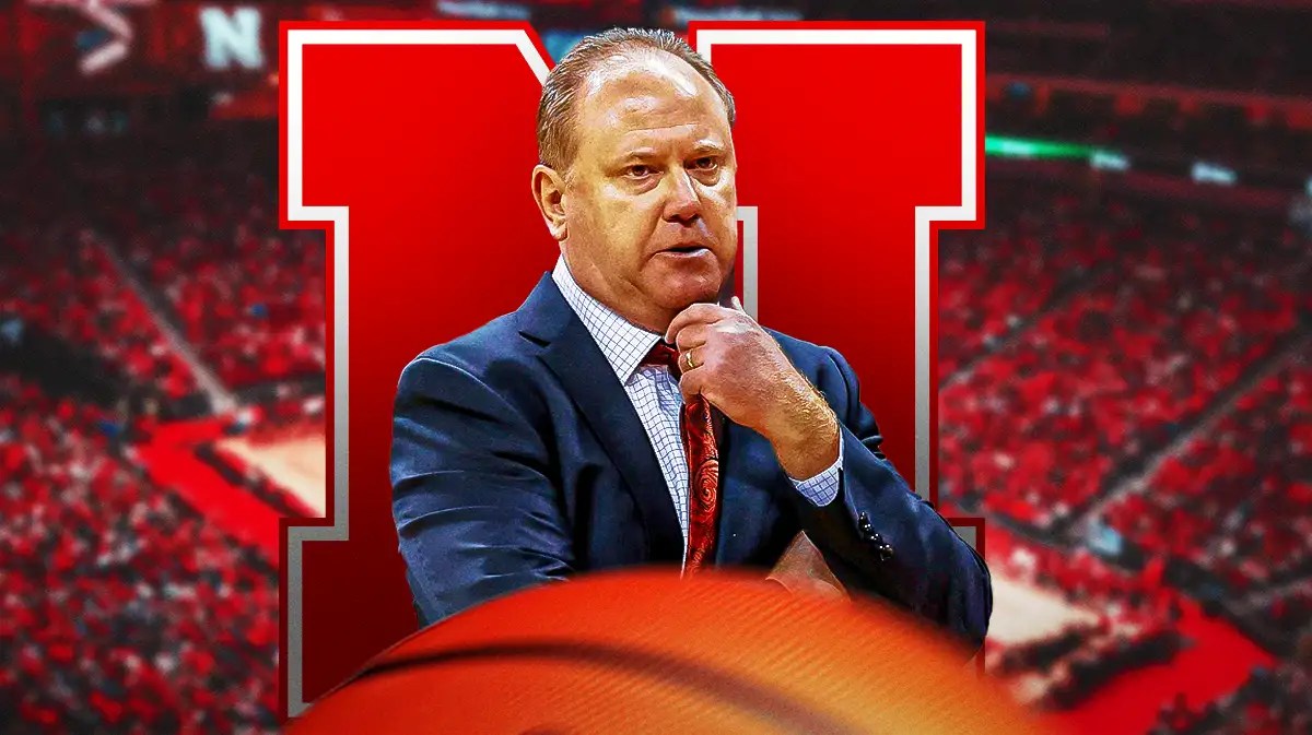 Wisconsin basketball, Badgers, Nebraska basketball, Cornhuskers, Greg Gard, Greg Gard with Nebraska basketball arena in the background
