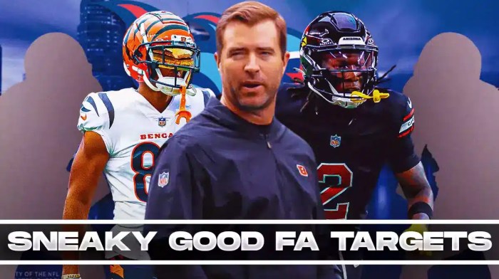 Coach Brian Callahan in the middle, Marquise Brown, Tyler Boyd, and 2 mystery players around him, and Tennessee Titans wallpaper in the background.