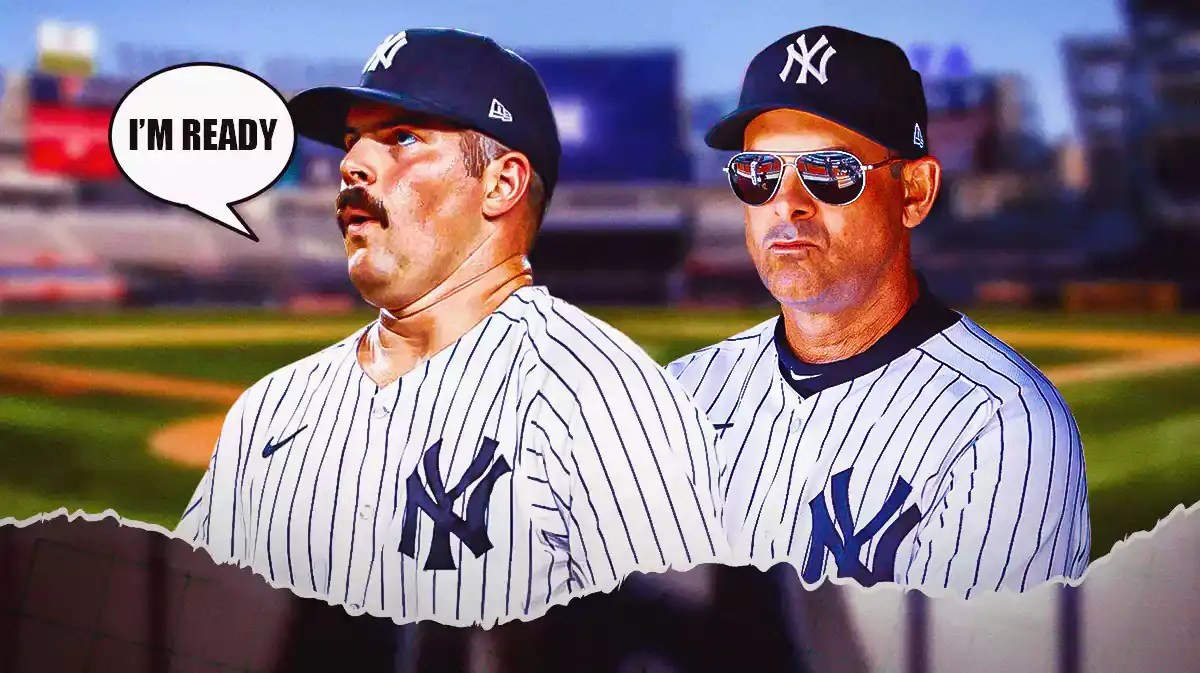 Carlos Rodon saying “I’m ready” next to Aaron Boone