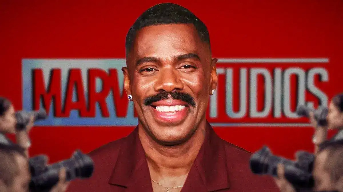 Colman Domingo in front of the Marvel Studios logo