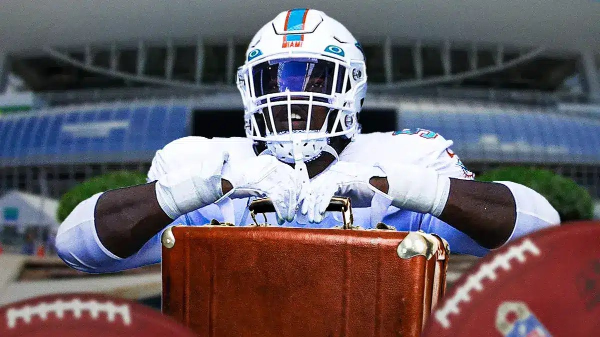 Dolphins LB Emmanuel Ogbah outside the stadium