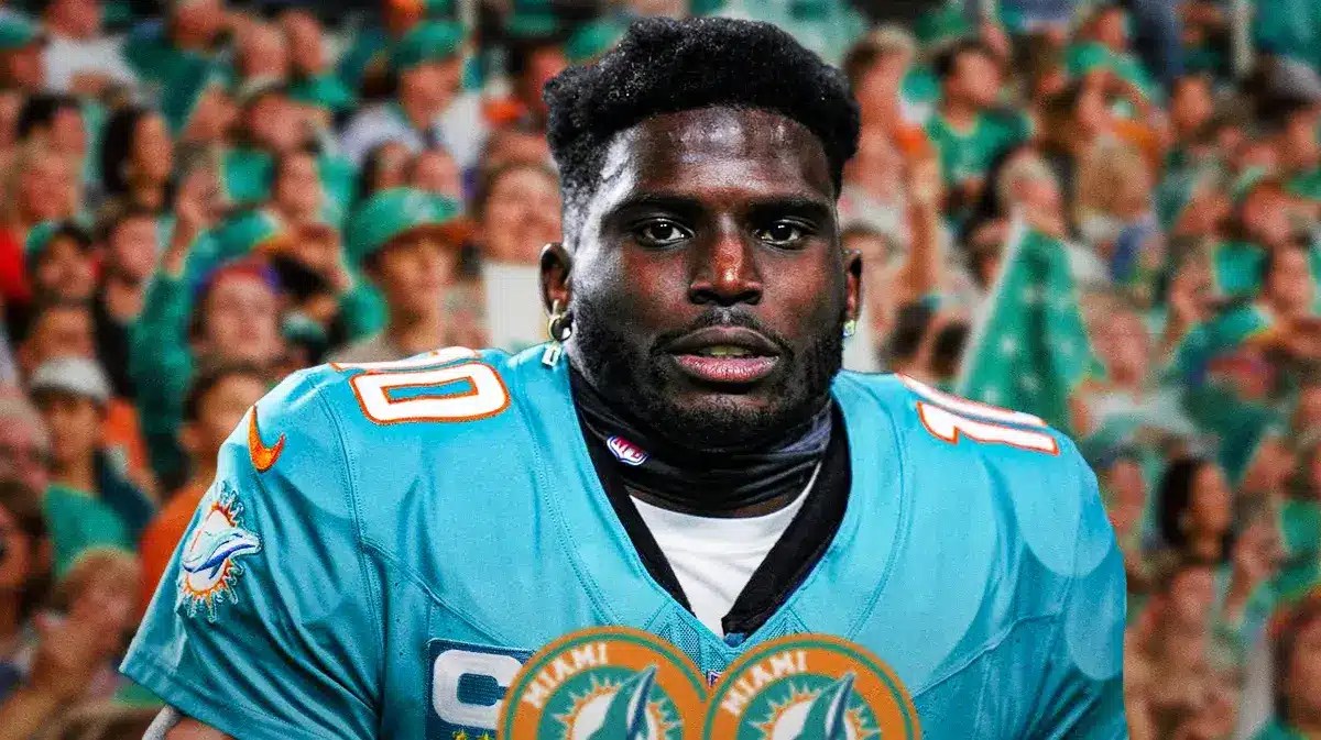 Dolphins' Tyreek Hill looking serious.