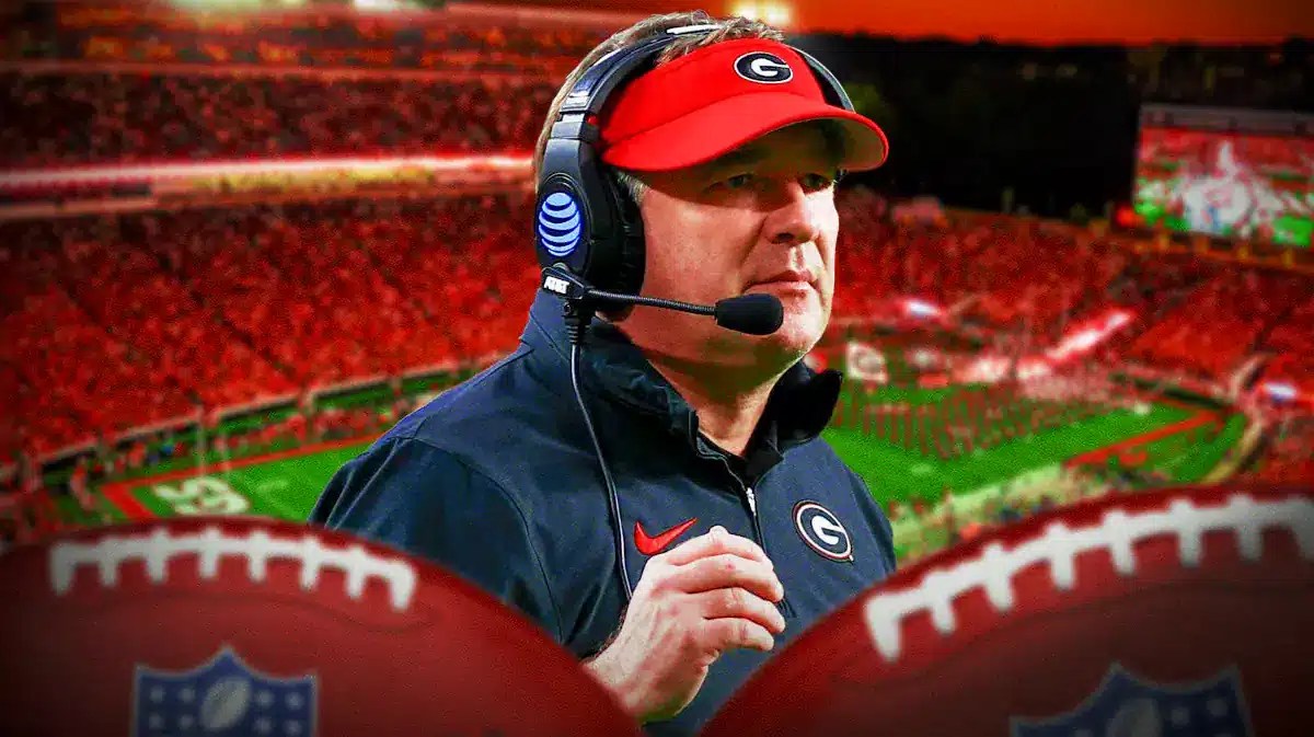Georgia football, Bulldogs, Transfer portal, Georgia football transfer portal, Ben Yurosek, Kirby Smart with Georgia football stadium in the background