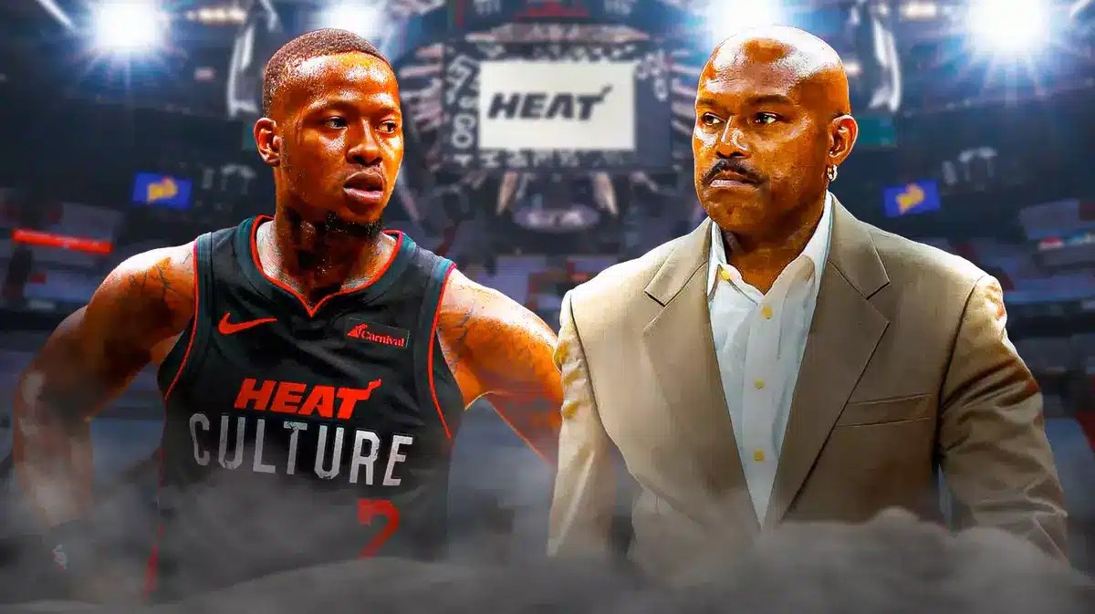 Terry Rozier in Miami Hear jersey, Tim Hardaway Sr. in civilian/casual clothes