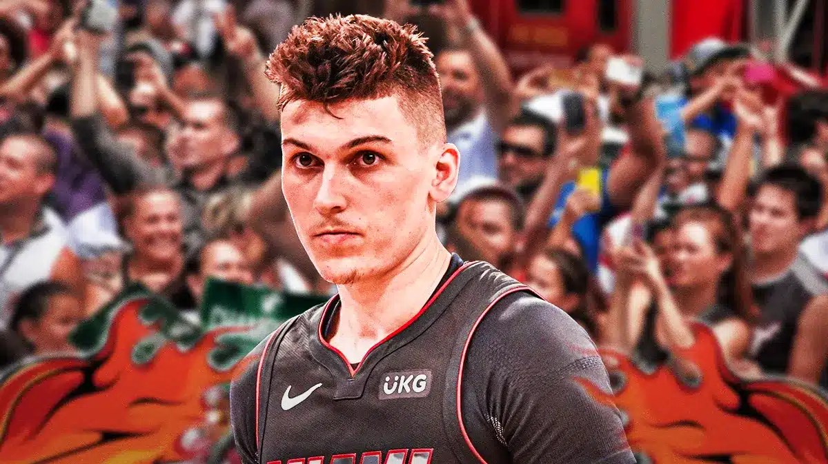 Heat guard Tyler Herro looking frustrated.
