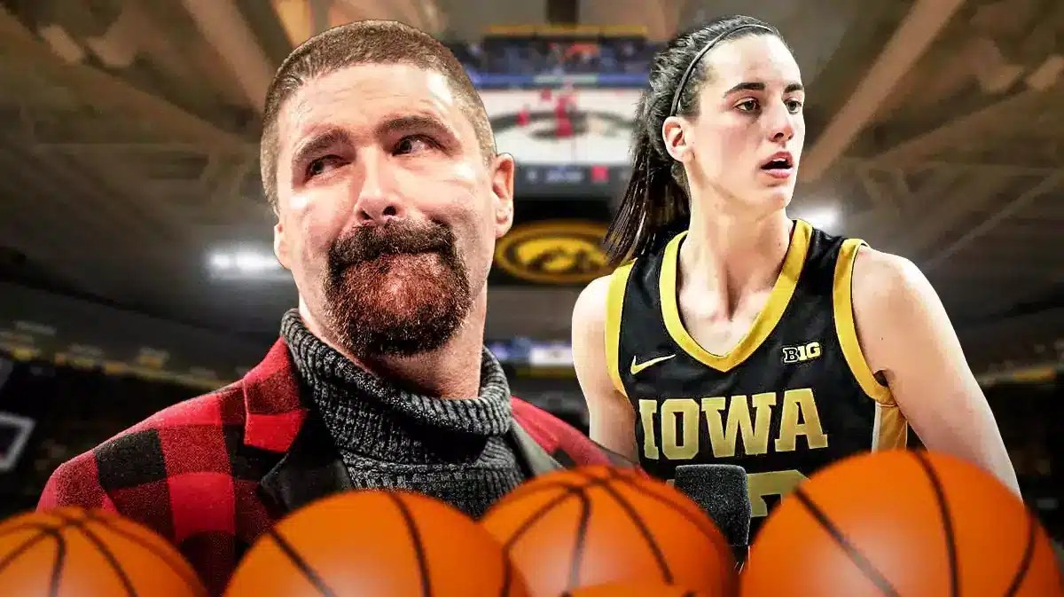 WWE star Mick Foley and Iowa women’s basketball player Caitlin Clark