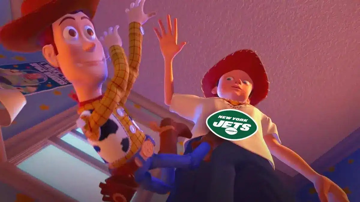 The "I don't want to play with you anymore" meme with NY Jets logo on Andy's body (andy is the kid)