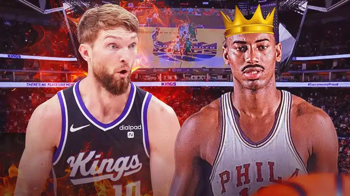 Kings Domantas Sabonis with Wilt Chamberlain after De'Aaron Fox loss to Heat