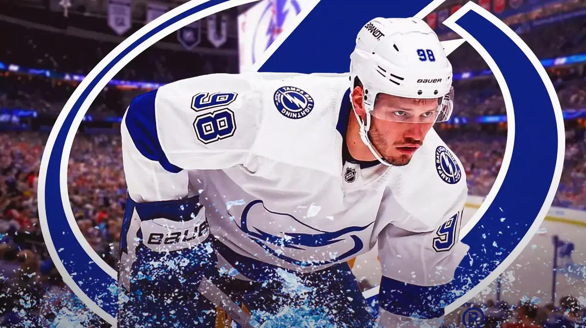 Lightning star Mikhail Sergachev after sustaining an injury against the Rangers.