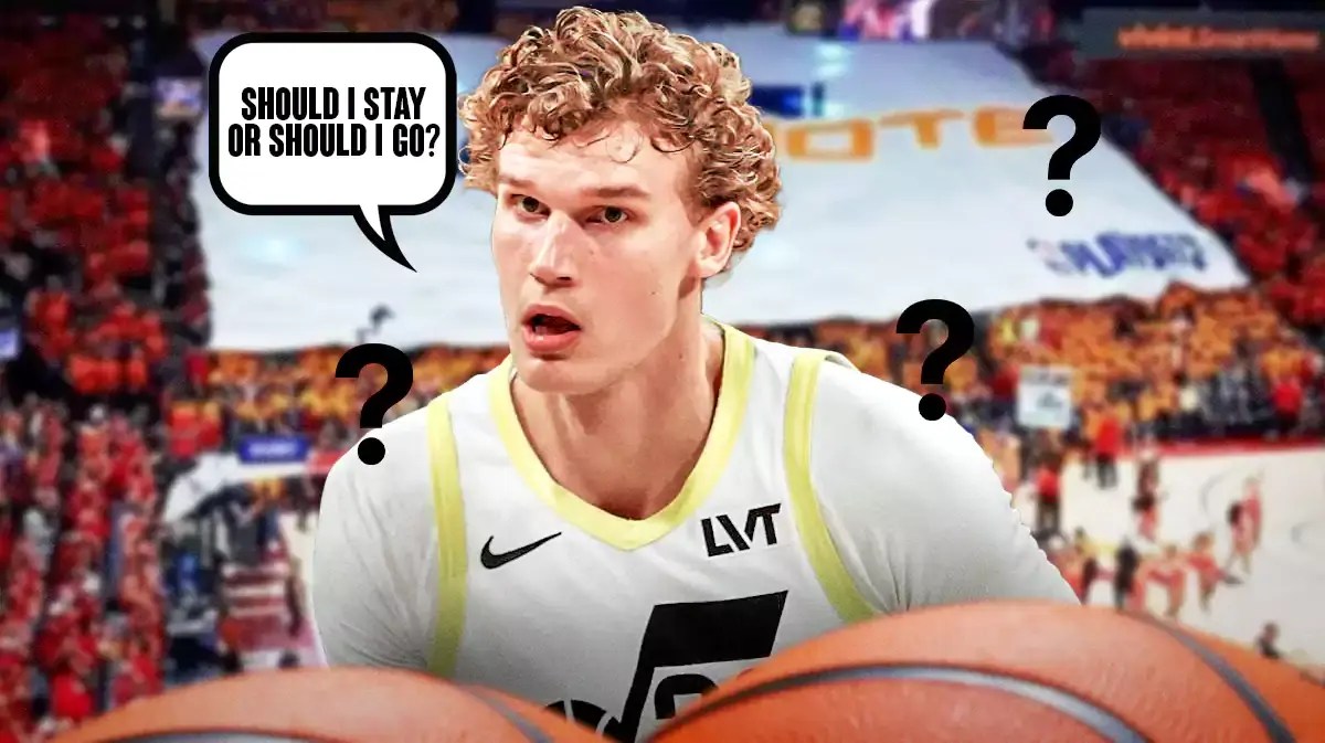 Lauri Markkanen (Utah Jazz) saying "Should I stay or should i go?"