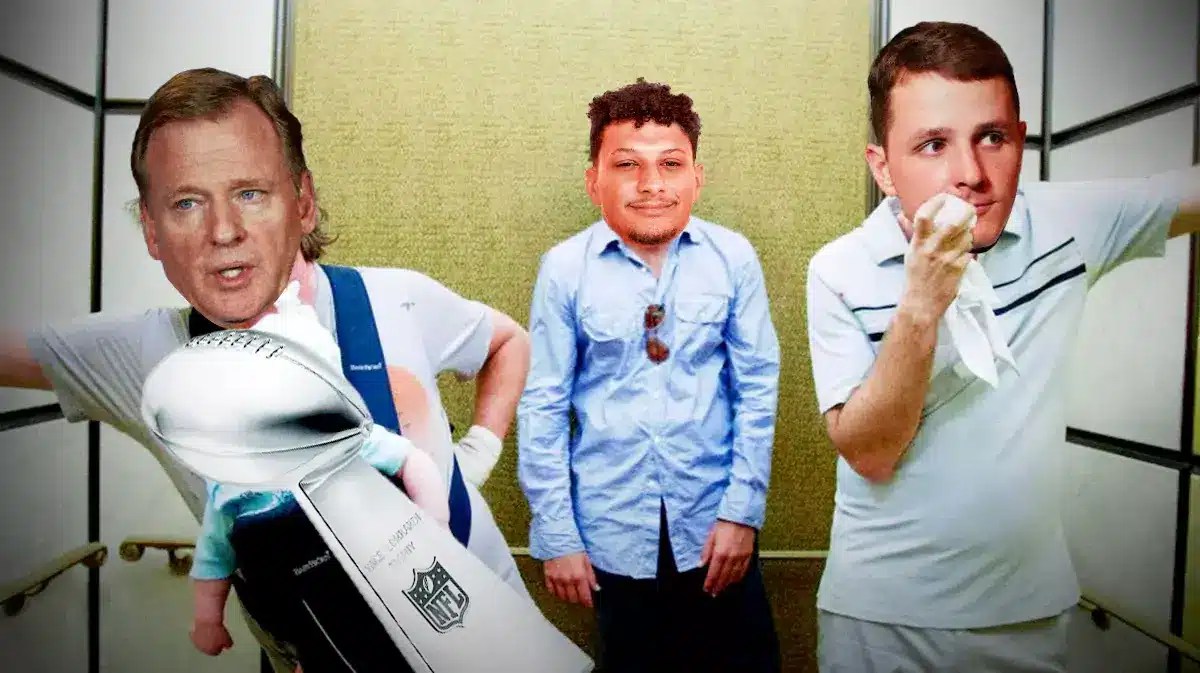 Roger Goodell (NFL commissioner) as the guy with the baby