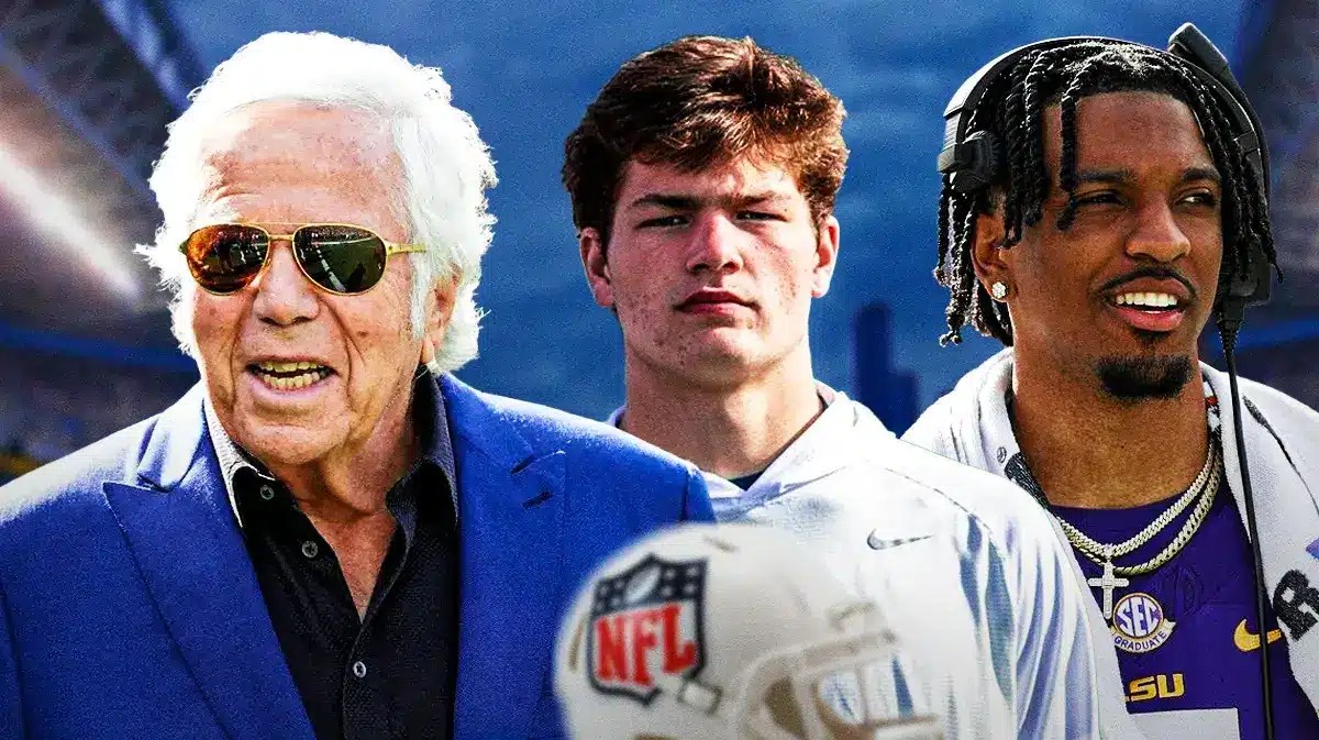 Robert Kraft, Drake Maye, Jayden Daniels